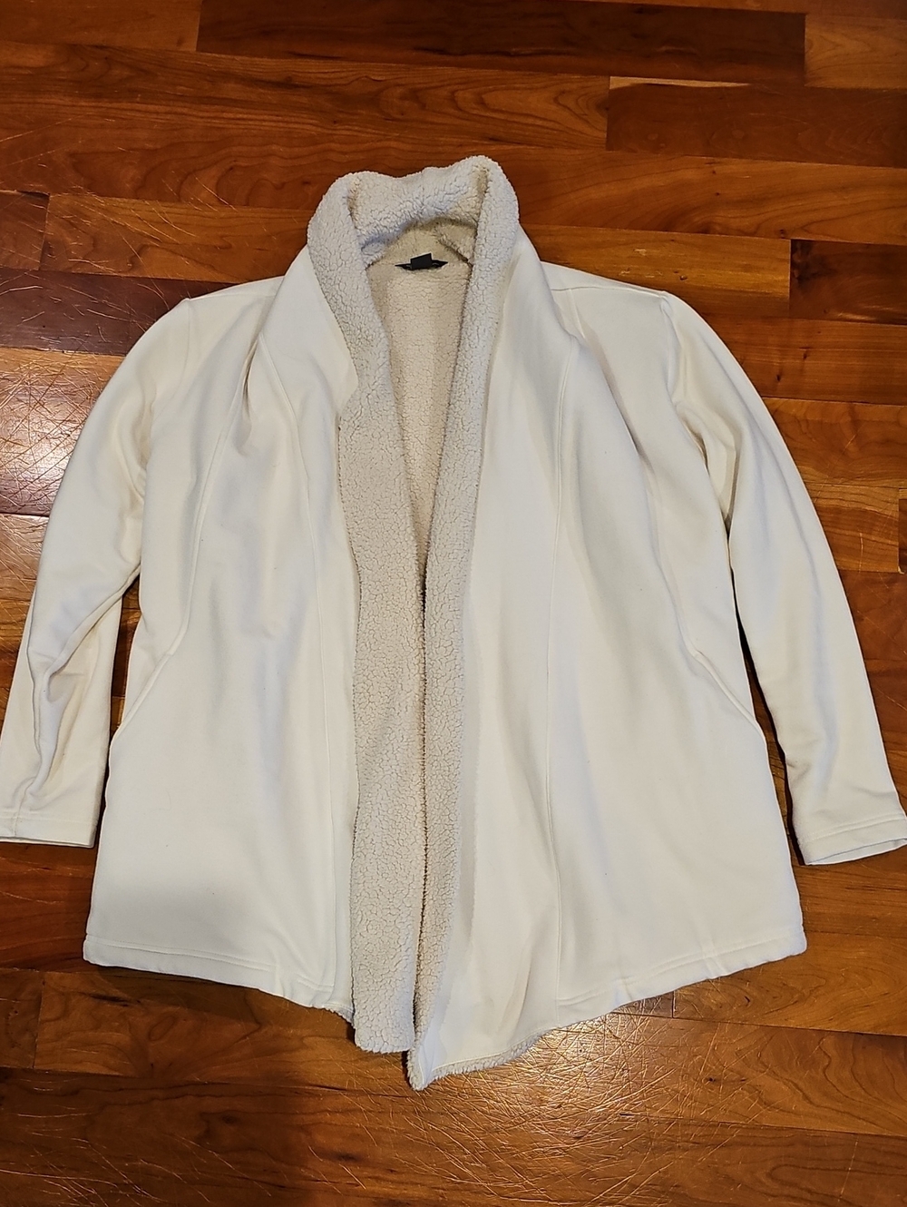 Eddie Bauer Women's Cream Sherpa-Lined Open Front Top